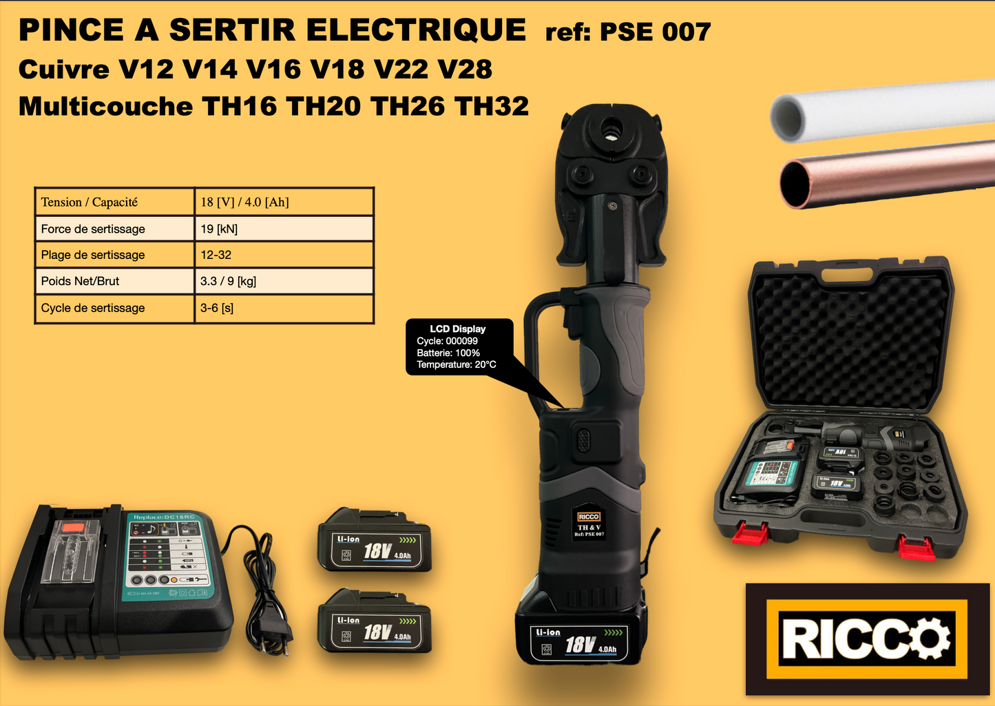 Pince à sertir électrique - Ricco